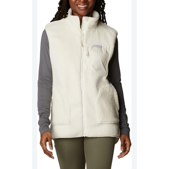 Columbia Women's Holly Hideaway Vest  XL Cream Full Zip‎ Sherpa Fleece - Picture 1 of 10